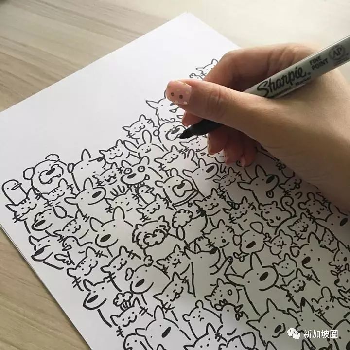 视频|新加坡妹子用6小时，画了一整墙激萌喵星人