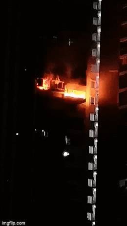 好嚇人!大巴窯一組屋火光沖天,燒成廢墟,300居民半夜撤離