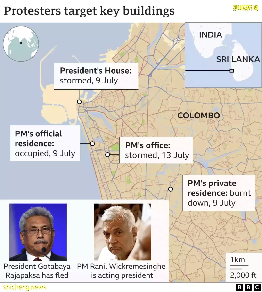 斯裏蘭卡總統搭軍機出逃後，抵達新加坡