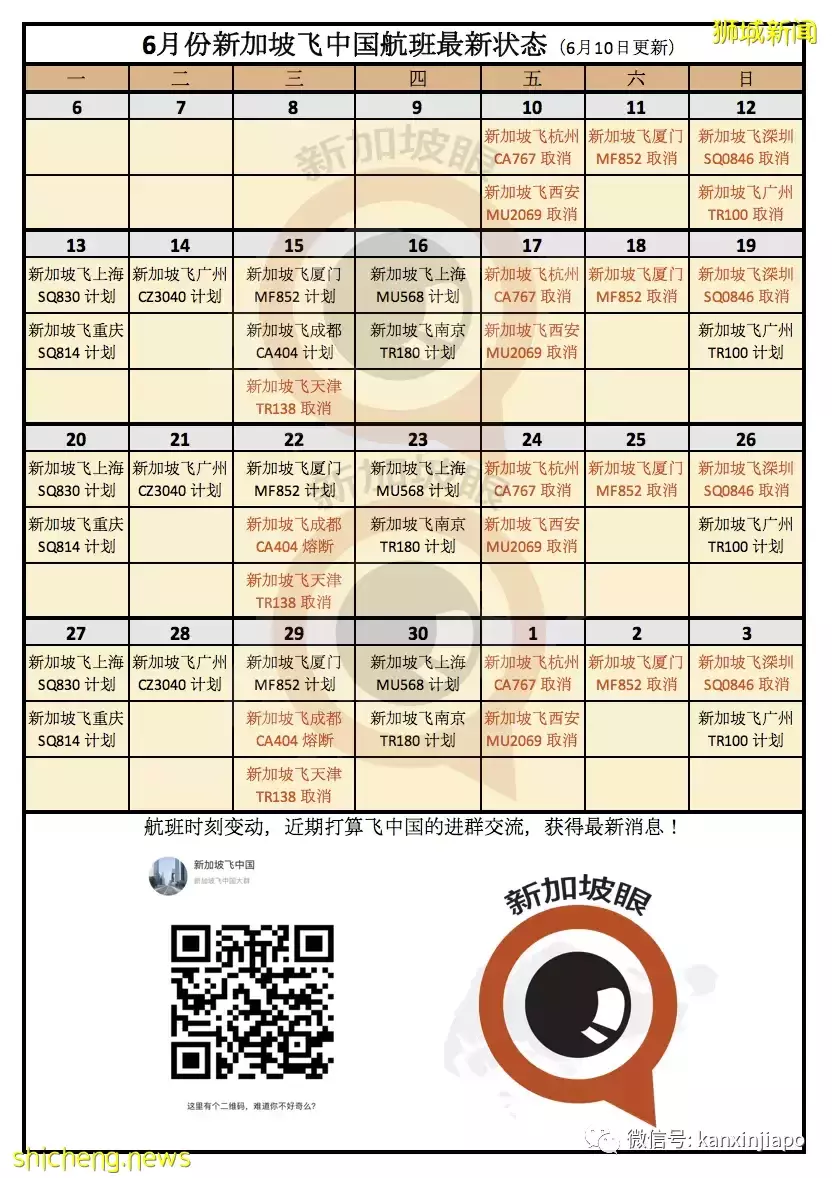 新加坡飞成都航班CA404官宣熔断!6月20日起停运两班