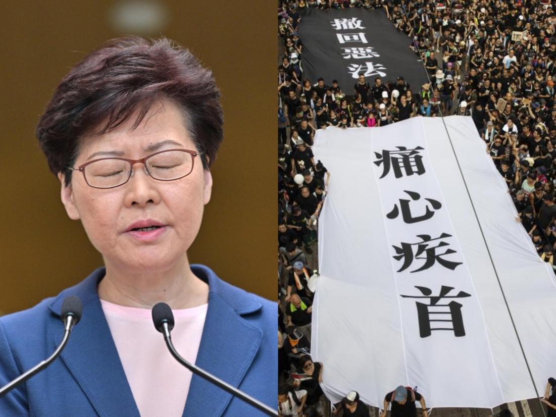 香港社会反送中声浪不断 林郑月娥为“送中条例”送终