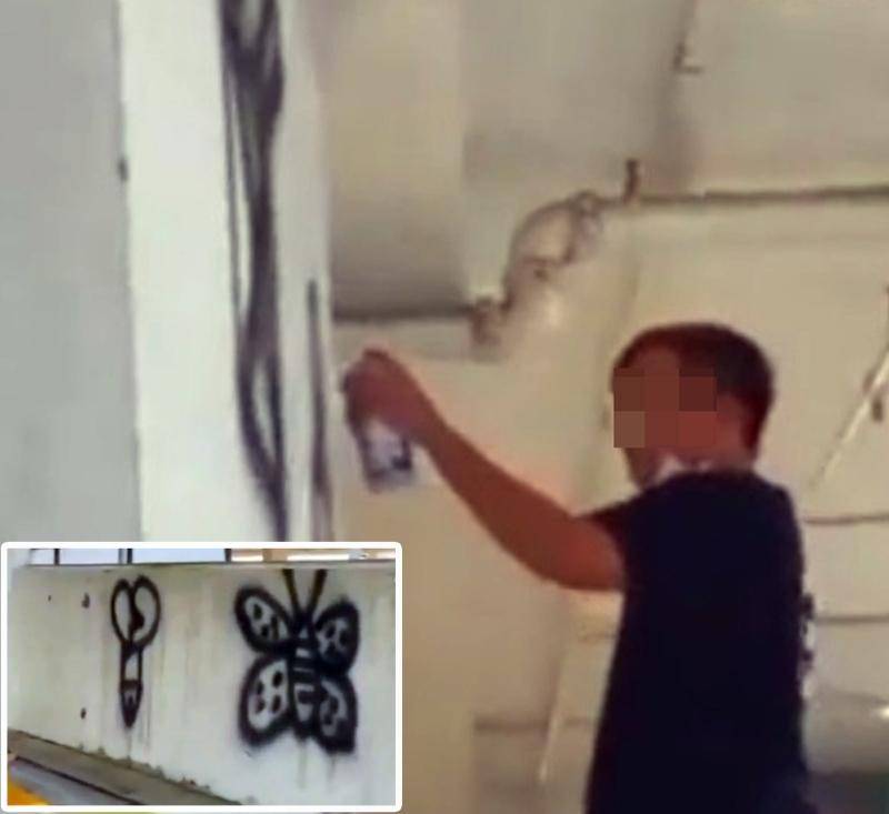 停車場塗鴉 翻滾鬧地鐵車廂 · 2少年破壞王挨轟