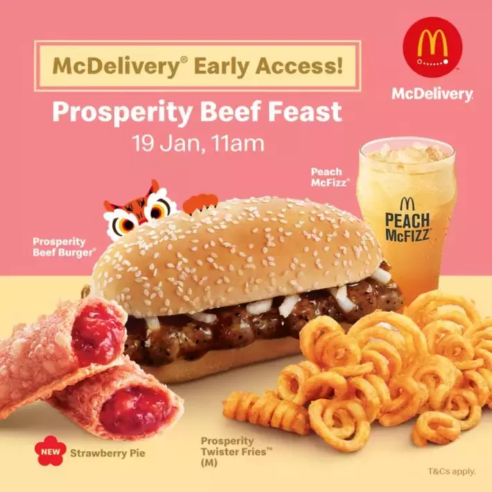 麥當勞新春Prosperity Beef Feast漢堡即將回歸!1月19日期全島供應!還有新品草莓派和經典卷卷薯條