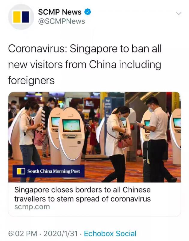 新加坡禁止来自中国旅客入境；美国将中国旅游警告升至最高级别；北京官宣假期延长| 疫期旅游新闻汇总