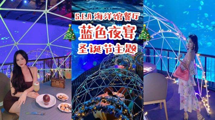 聖淘沙S.E.A.海洋館餐廳，聖誕節主題“深藍夜宴”！夢幻圓頂冰屋、探索迷人深海🐋 來一份浪漫的限定晚餐