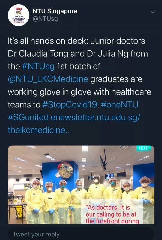 纪实 | NTU医学院毕业生奋战在抗疫一线