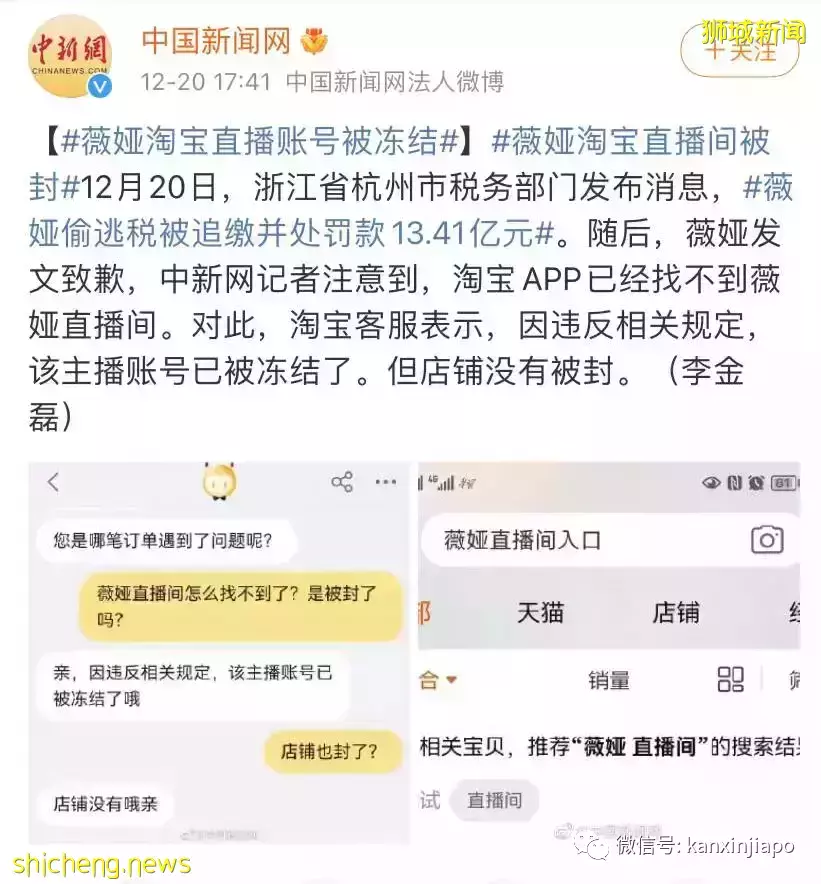 中國“直播一姐”薇娅逃稅被罰13億巨款，全網被封，如果在新加坡會怎樣
