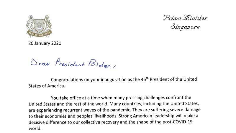 李总理和哈莉玛总统向新任美国总统拜登致贺信