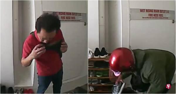 两男鬼祟怪异行径 一人竟猛嗅女郎平底鞋