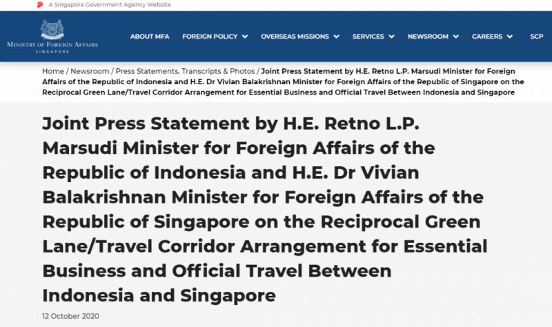 10月26日起,新加坡印尼互惠绿色通道启动,将恢复必要公商务旅行