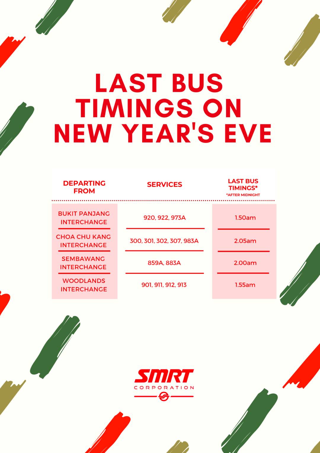 新加坡跨年夜末班地铁巴士表来啦!8大跨年夜活动