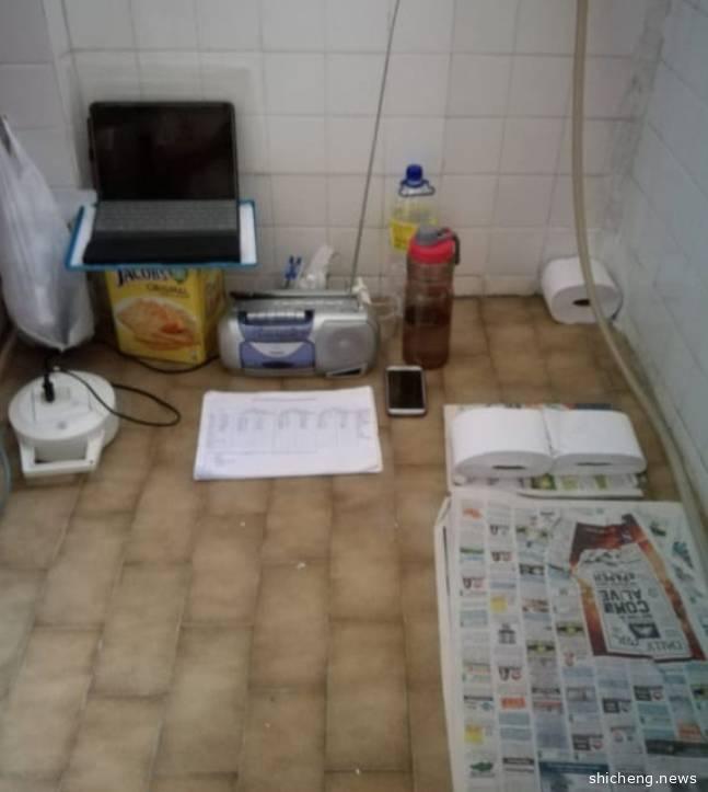 新加坡德士司机隔离在自家厕所，厕纸当枕头