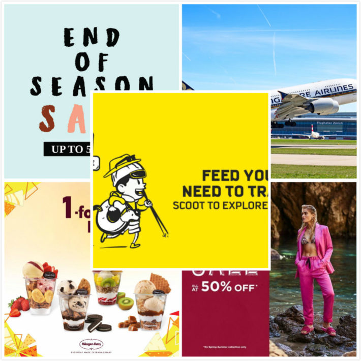 7.15 新加坡优惠合辑 | 新航推出特价机票活动 往返含税机票168新币起;酷航周二例行促销：25目的地超值好价;哈根达斯 Parfait买一送一;Takashimaya佩饰季末促销 低至5折;Scotch & Soda夏季促销 低至5折