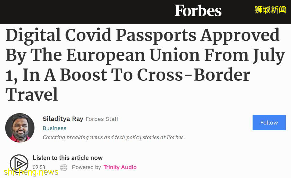 疫苗護照生效!歐盟27國免檢測免隔離!回國多地需隔離28天+機票彙總