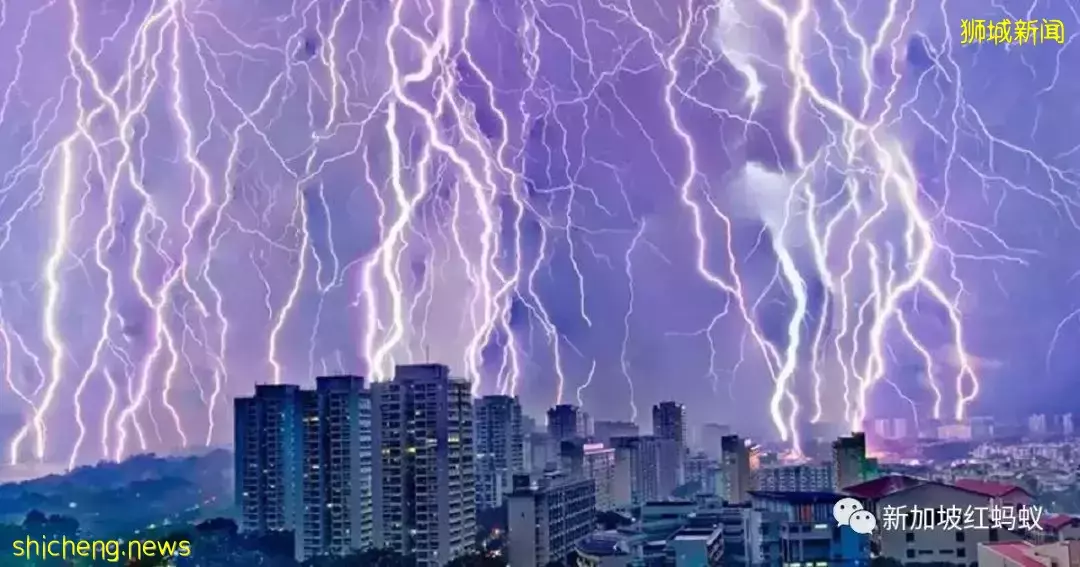 被稱爲全球“閃電之都”的新加坡　半小時內落下40道閃電