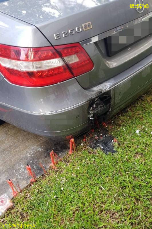 疑倒退时离烧烛太近‧马赛地车尾遭熏黑