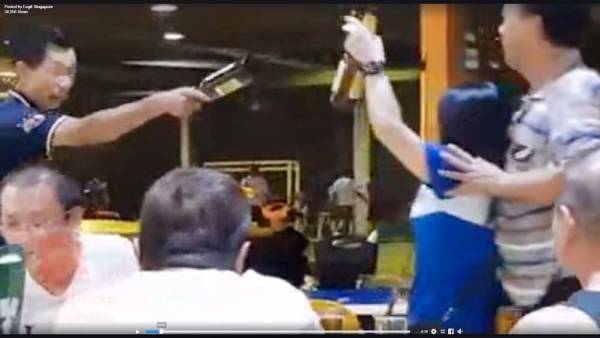 2阿叔口角 酒瓶砸头 啤酒女挡中间劝不了