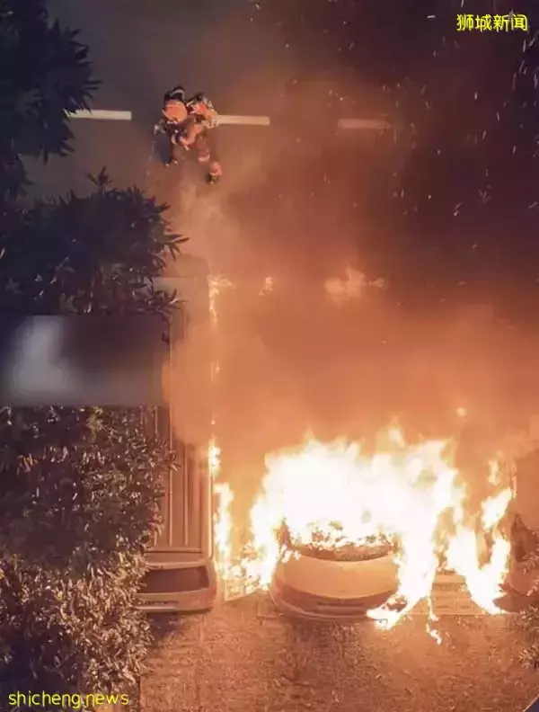 惊!启动引擎突起火 4车狂烧 司机受伤