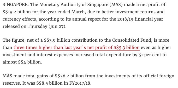 因投资收益，货币影响MAS的净利润超过三倍，达到192亿新元