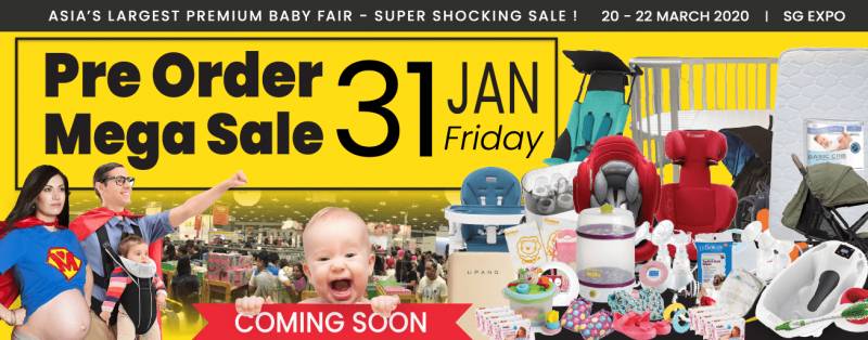 史上最省钱的Baby Fair来啦！妈妈们可免费领价值100+新币大礼包！提前订购无门槛15%返现、超低折扣、1新币deal、送货上门等服务超贴心