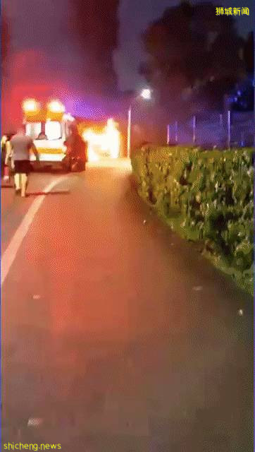 裕廊山严重车祸,货车被熊熊烈火吞噬!7人仓皇跳车