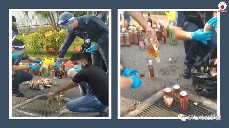 新加坡客工走私烟酒进宿舍，辅警将违禁品倒入沟渠　网民：根本破坏环境