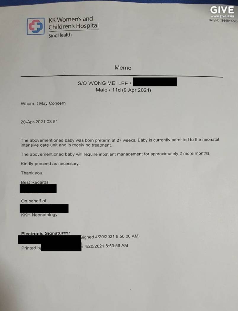 因誕下早産兒,這對馬來西亞夫婦在新加坡傾家蕩産
