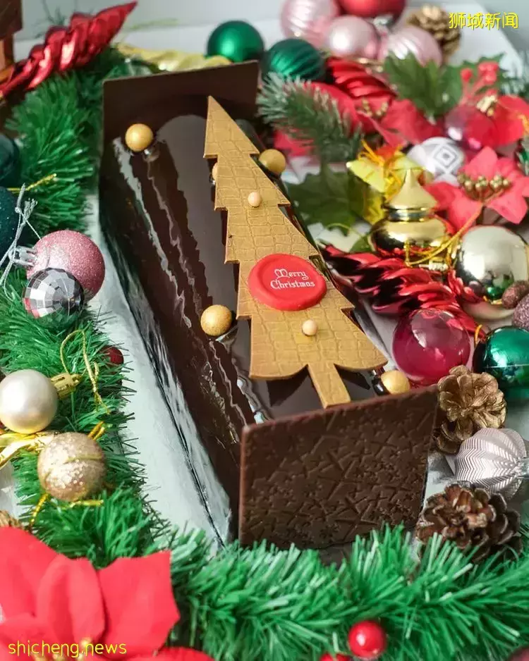 盘点新加坡8大高颜值树桐蛋糕!好看好吃好拍、今年圣诞聚餐就订这些🍰