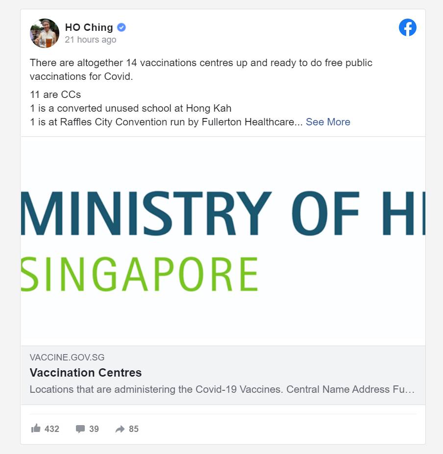 总理夫人何晶FB透露重要数据,新马两地有望凭疫苗证明免隔离