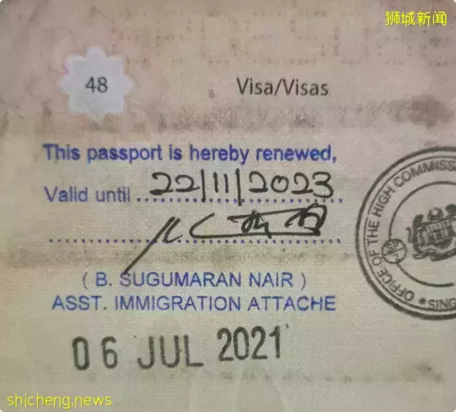 出入境新馬 VTL 之前，請先檢查好護照章 (這類延期章無法入境新加坡)