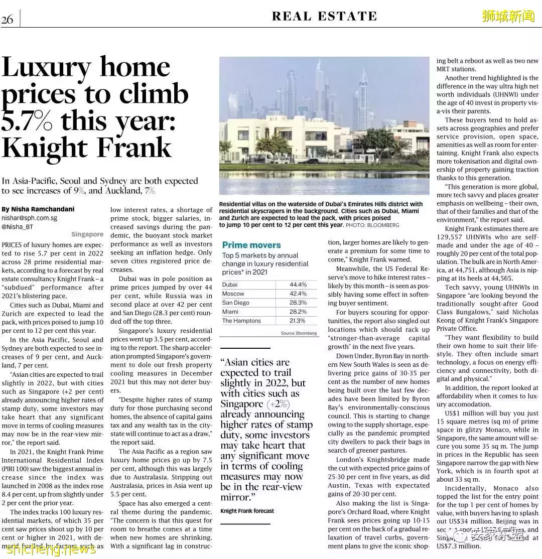 新加坡性價比高的大平層盤點,對面的土豪看過來,中新兩地3千萬美金富豪4年內會增50%