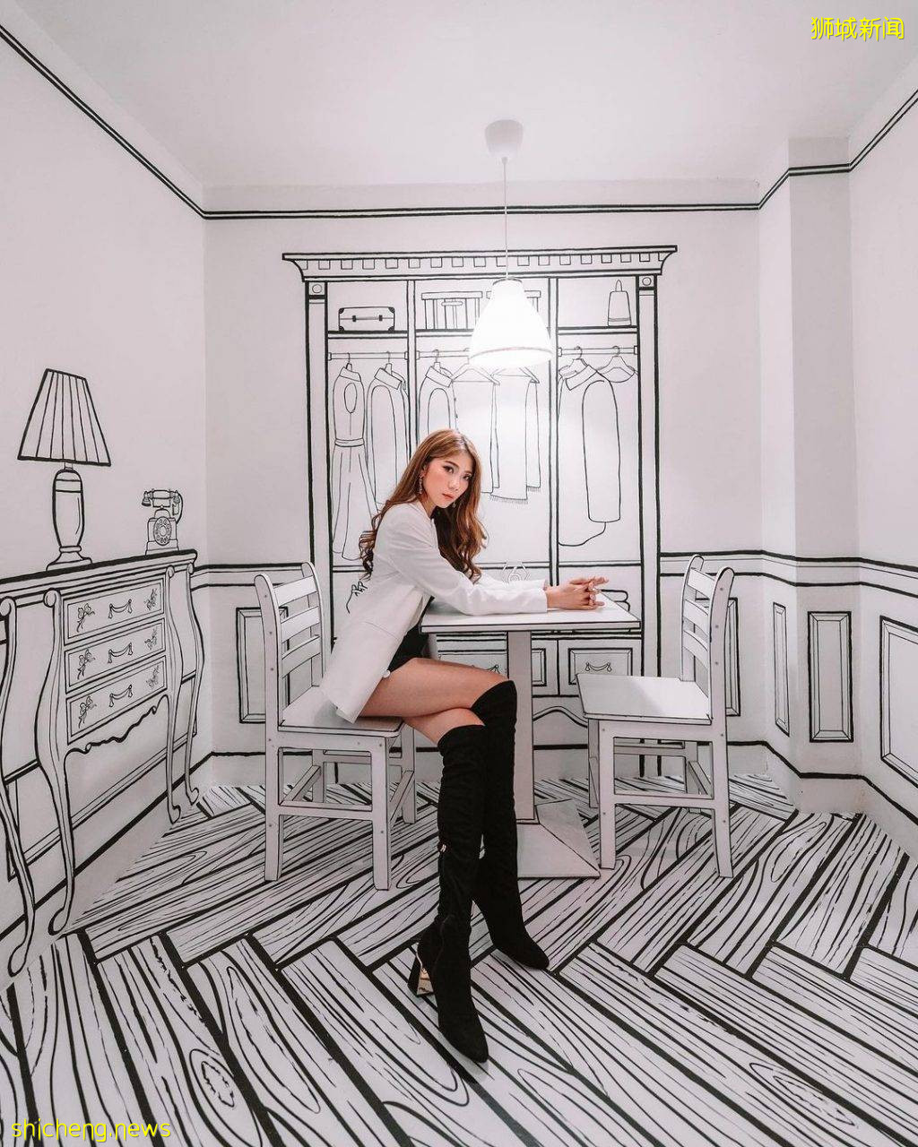 “Cafe Monochrome”首间2D黑白风咖啡馆🤩颠覆感官视觉、化身漫画人物,走进二次元异想世界💥