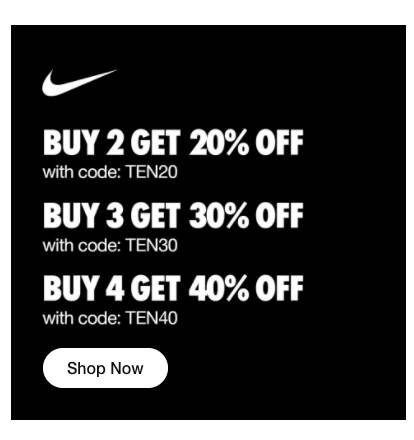 Nike 10.10 Sale 雙十大促 !超值限時折扣最高40% ,快來選購吧