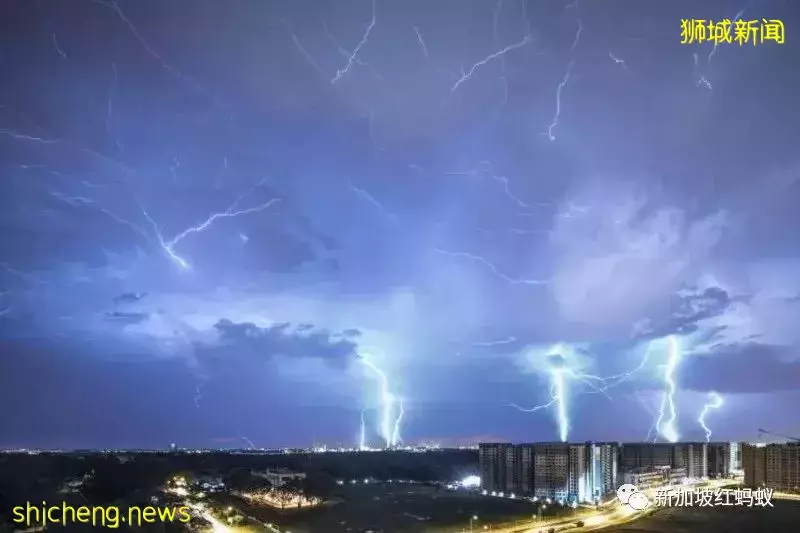 被稱爲全球“閃電之都”的新加坡　半小時內落下40道閃電