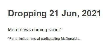 麥當勞“防彈少年團”BTS套餐新加坡開賣拉！只能通過送餐平台訂購，不接受店內打包和得來速