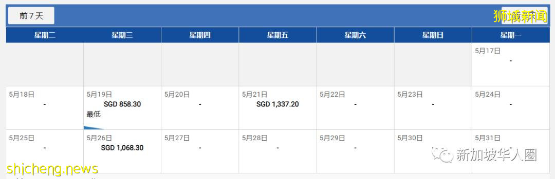 重磅!新加坡回國5月機票價格繼續暴跌!單程低至1910人民幣起