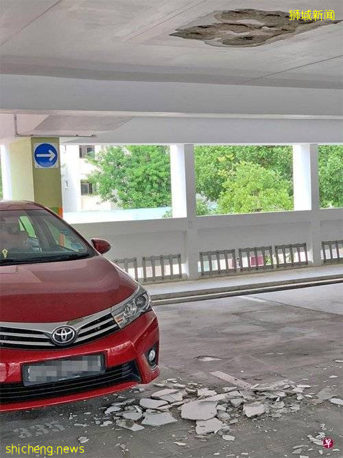 停车场天花板爆裂 “天降”洋灰块刮花车