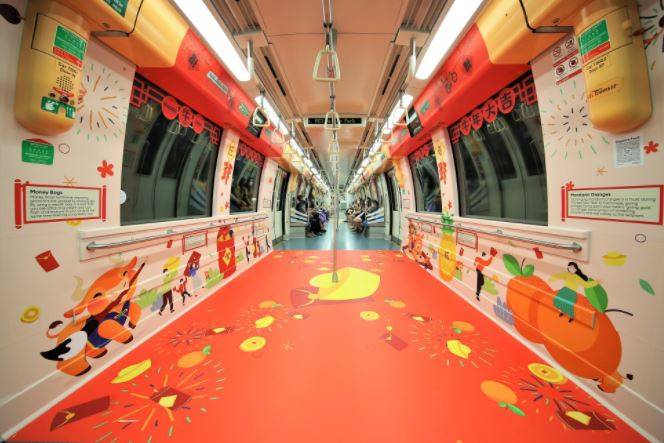 新加坡的地鐵，車站和公共巴士都已經裝飾完畢！牛年來啦