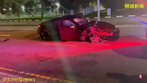 撞燈柱打滑100米 奧迪跑車男涉酒駕被捕