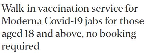 即日起，打莫德納無須預約！這些人在新加坡接種科興算“完全接種”