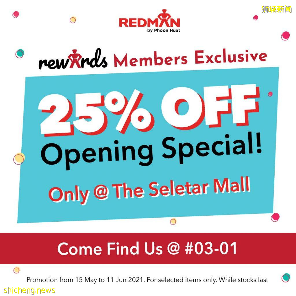 RedMan新店开张@Seletar Mall 开业大促全场75折~买食材在家做美味料理啦