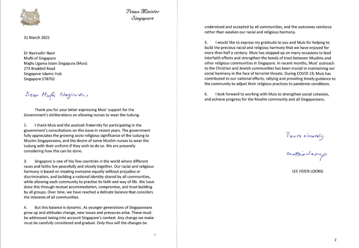 政府探讨让回教护士戴头巾 李总理感谢回教宗教司支持