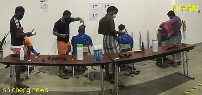 自给自足！隔离中的外籍劳工拿起理发器互相理发