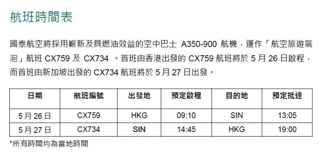 新港航空氣泡5月26日啓動!國泰、新加坡航空公布航班安排,四類人豁免接種疫苗可上機