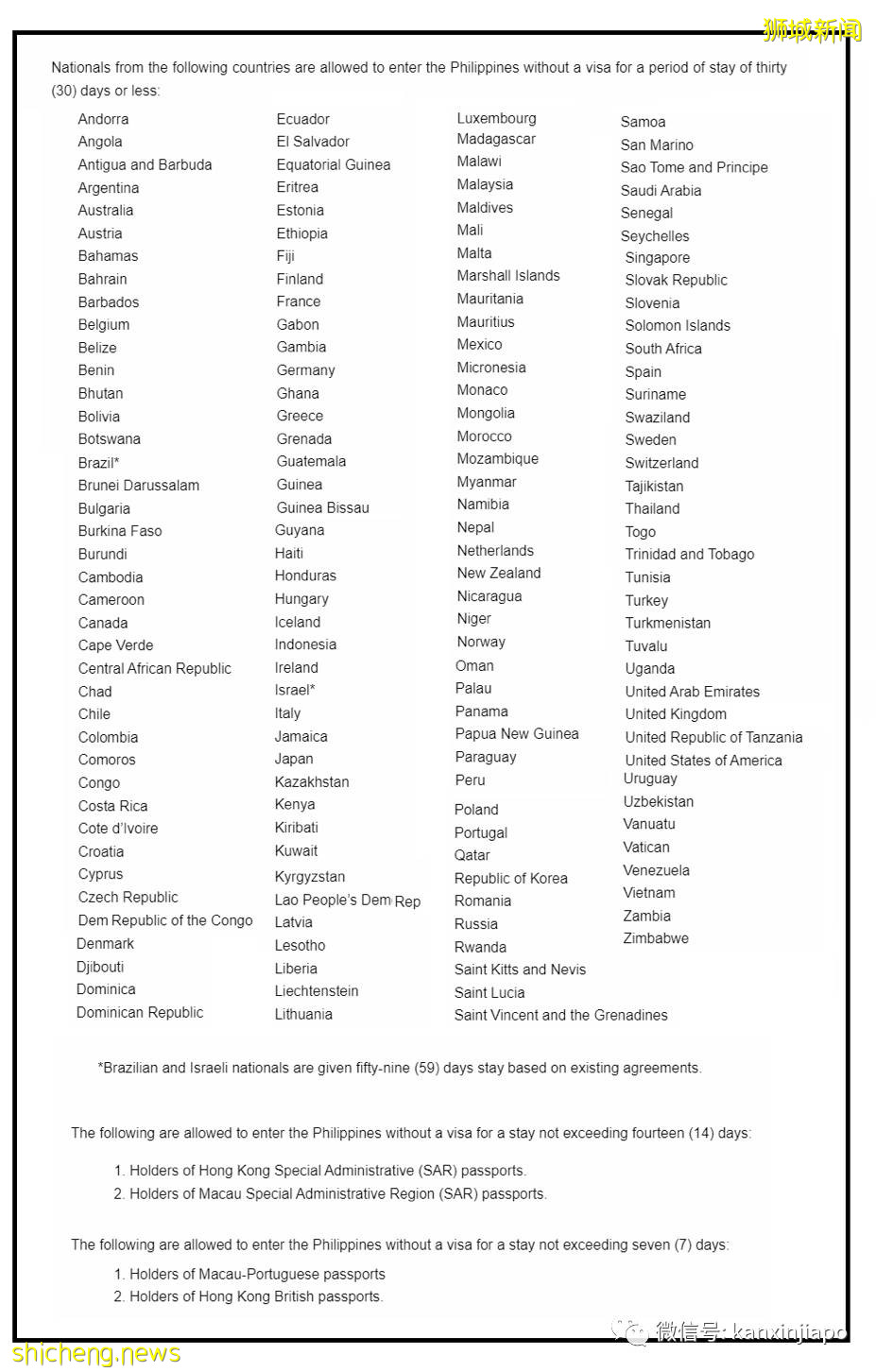 菲律宾向新加坡等157国旅客开放入境免签免隔离,但不含中国和印度