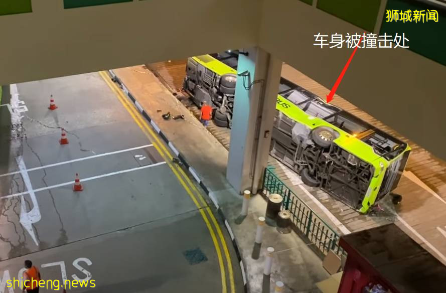 突发!新加坡一巴士从高处摔下,90度翻车窗户全碎!14人被紧急送往医院