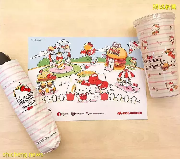 Mos Burger推出精美的Hello Kitty水杯与雨伞！凡购买套餐即可以优惠价购买😘 
