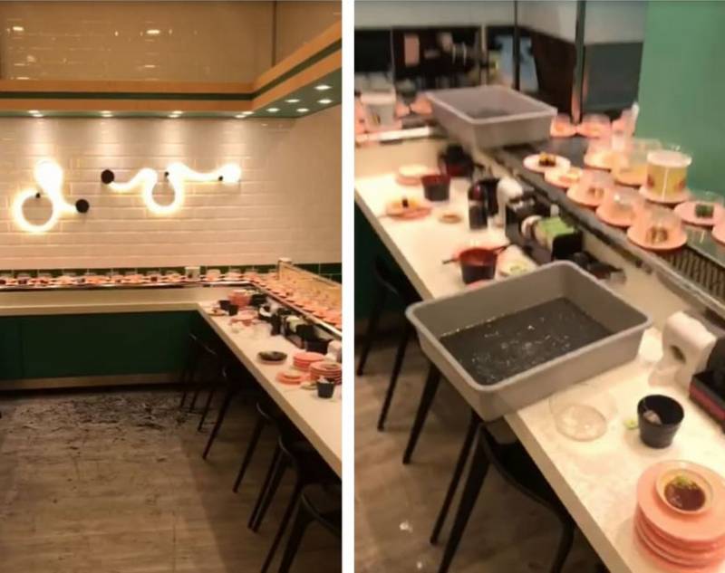 惊呆了！吃着寿司就下起了“天花板雨”