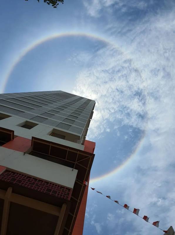 新加坡驚現絕美日暈彩虹光環，李顯龍總理、王瑞傑副總理也轉發了