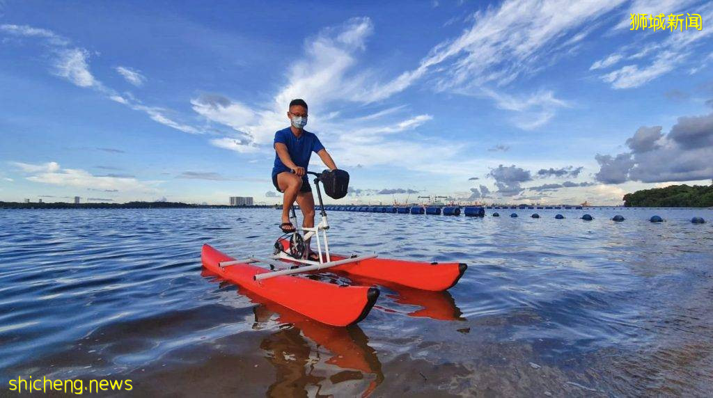 新加坡首个水上自行车即将上线🌊 海上悬浮不是梦!今年10月份开启乘风破浪模式🔛
